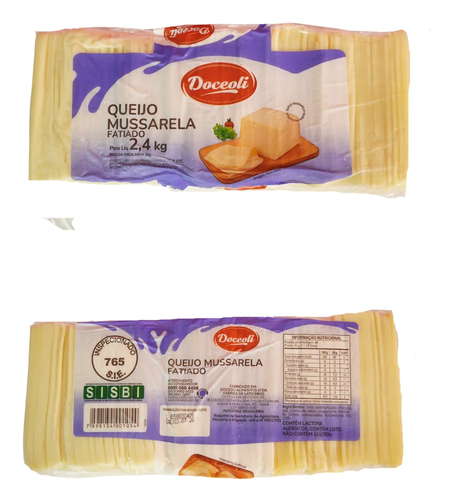 Muçarela fatiada Doceoli 2,4 kg